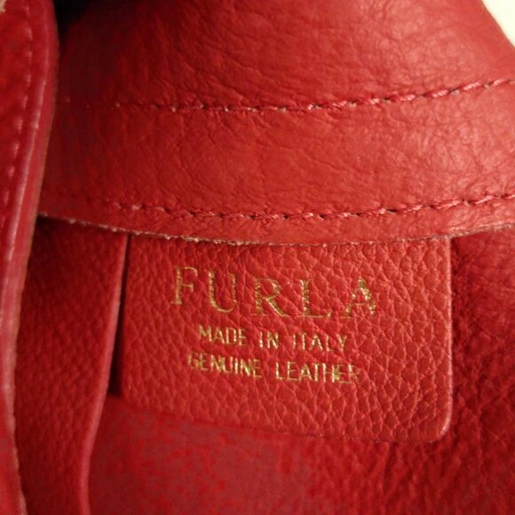 Auth FURLA - Red Leather Handbag - Picture 6 of 10